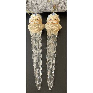 Silvestri Santa Icicle Acrylic Resin Rustic Christmas‎ Holiday Ornament Set Of 2